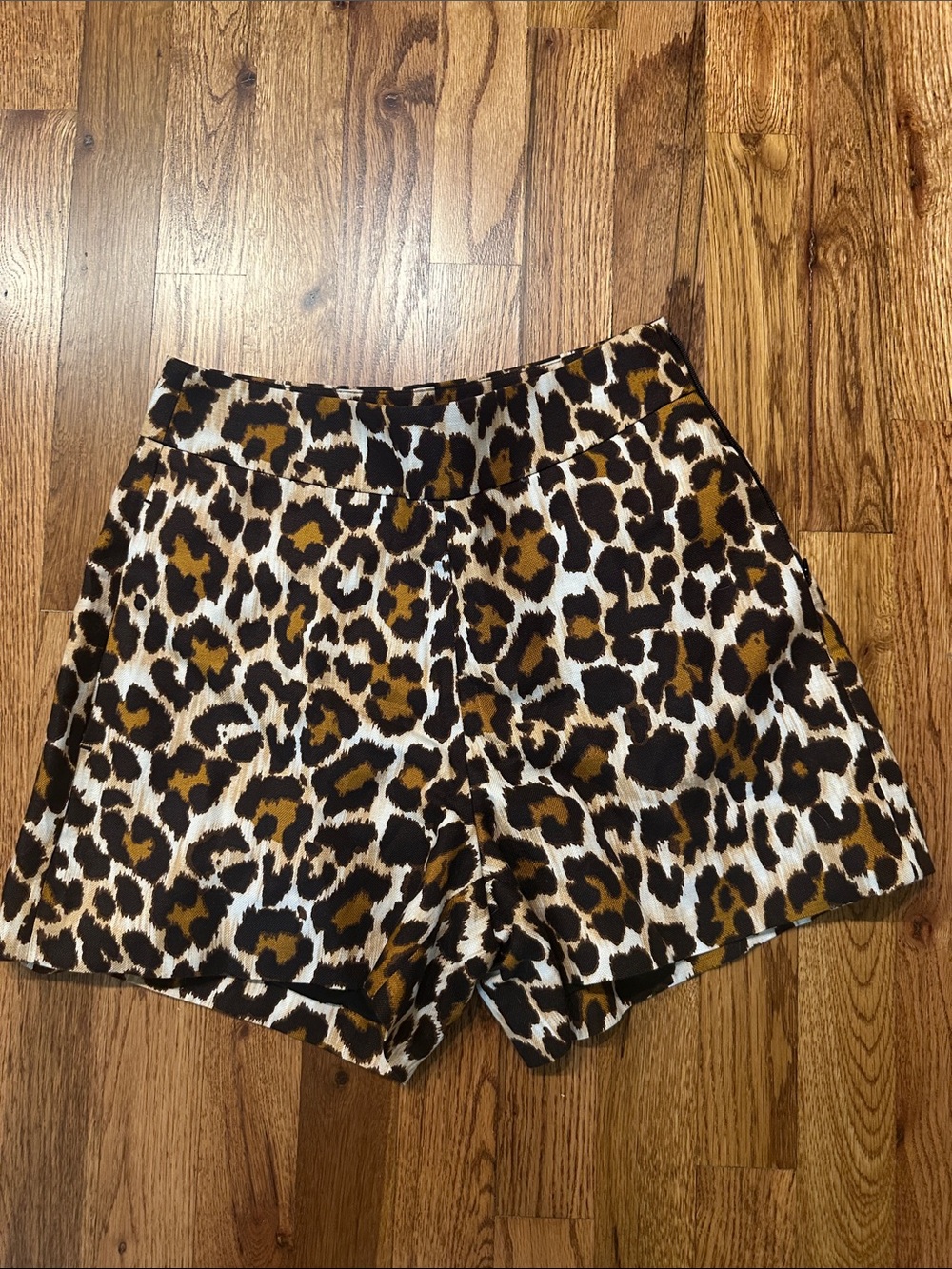J. Crew High-Waist Leopard Print Shorts - Brown/Black/Cream Linen Size 0